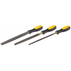 Набор STAYER 16610-H3 "PROFI" Напильники с двухкомпонентной рукояткой, плоский, трехгранный, круглый, №2, 200мм